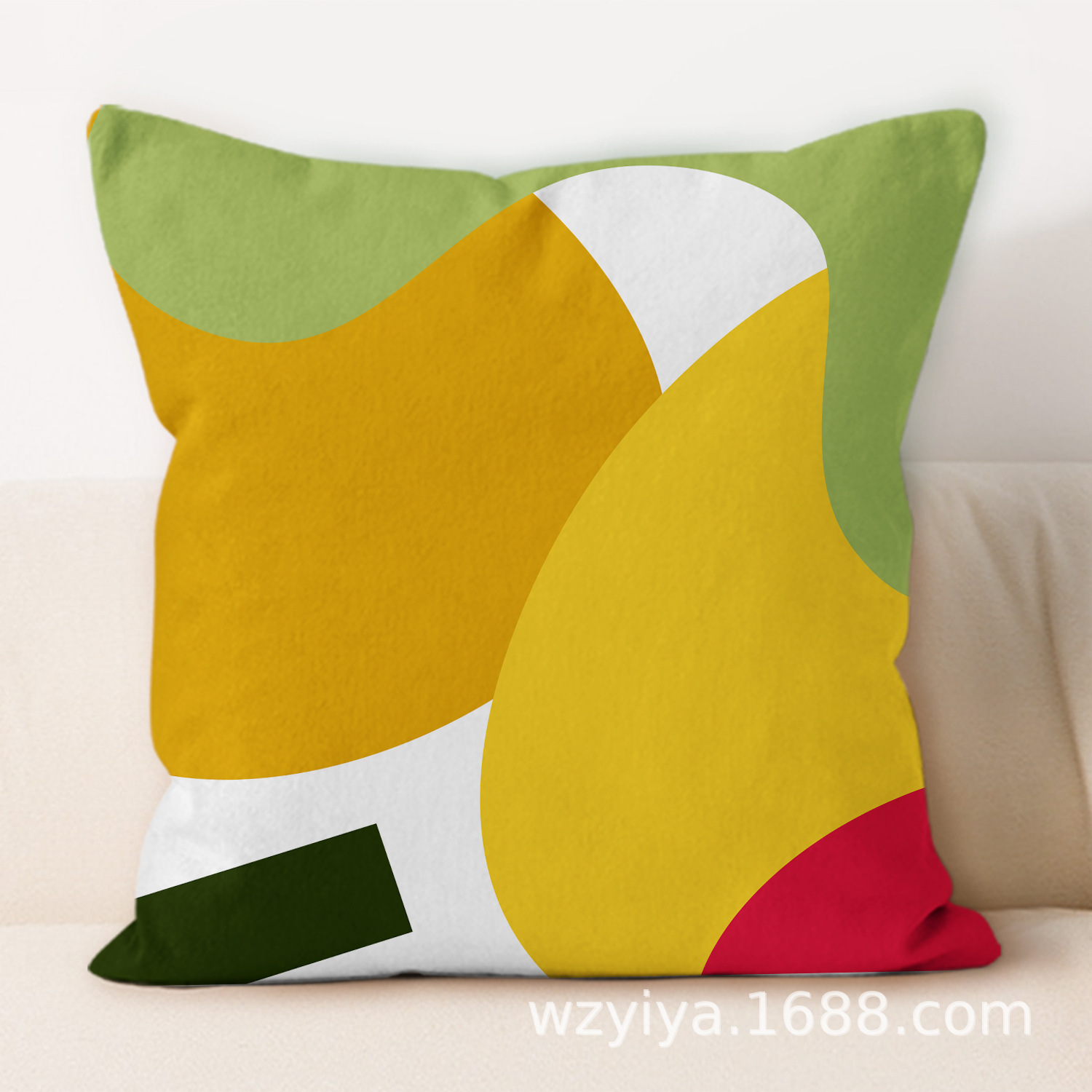 Simple amarillo verde abraza almohada nueva decoración cuadrada moderna sala de estar almohada de almuerzo de oficina almohada de protección de cintura