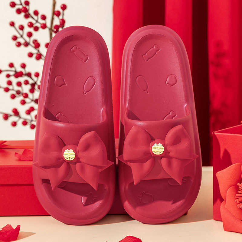 Zapatillas DE BODA Rojas pareja nueva boda novia dote hogar Baño antideslizante plataforma festiva sandalias verano