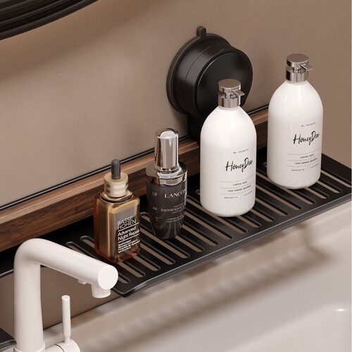 Walnut suction cup faucet storage rack bathroom without punching wall hang bathroom wash basin sink storage rack