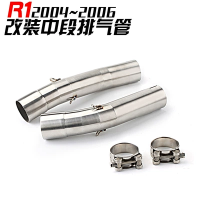 Suitable for YAMAHA R1 middle titanium alloy exhaust pipe modification side row single outlet original car special double outlet middle section (Exhaust pipe) - the-middle-section-is-connected-to-the-tail-section-with-04-06-models