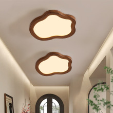 中古风过道吸顶灯护眼云朵胡桃木色复古衣帽间温馨护眼走廊吸顶灯