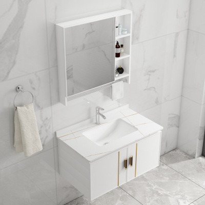 Space aluminum Bathroom cabinet Wash your hands Wash one's face Basin cabinet combination ceramics one Washbasin TOILET Wash station