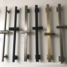 拉丝金升降杆枪灰水管花洒支架黑色方形淋浴杆滑动架子手持座