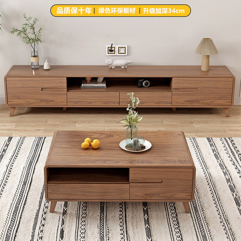 New Chinese-Style Tv Cabinet and Coffee Table Set for Small Apartments, Floor-Standing Side Cabinet for Living Room, Home Tv Cabinet, Widened and Light Luxury