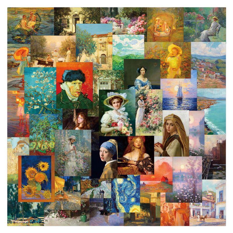60 pieces of retro cross-border world famous painting stickers graffiti stickers personalized trend decorative water cup flat stickers wholesale