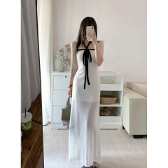 夏上新！设计度假’白月光黑白撞色抹胸连衣裙