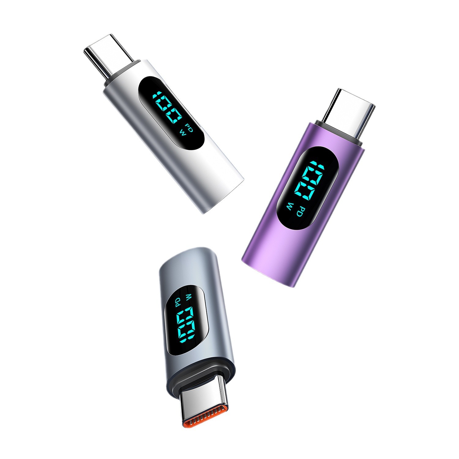 Adaptador tipo c para ordenador y teléfono móvil, interfaz de carga rápida PD100W, transmisión de coche otg, pantalla digital, adaptador de carga rápida