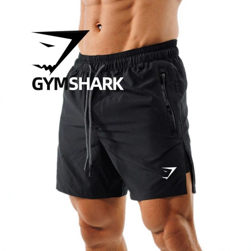 Black Shorts for Men, Summer Fitness Training, Running and Cycling Shorts, Slit Double-Layer Three-Quarter Shorts, Muscle Shark Shorts
