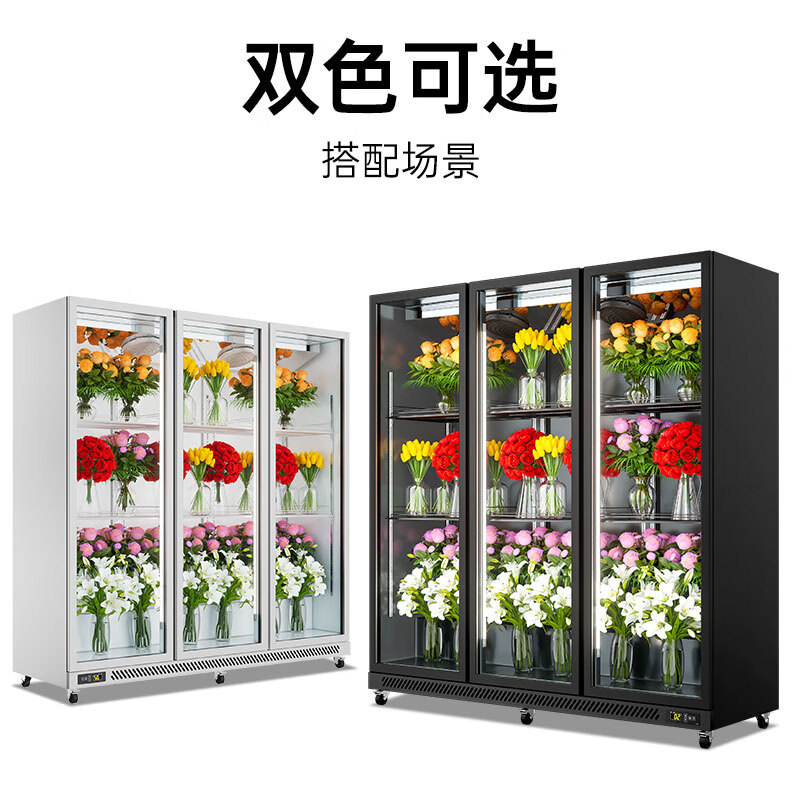 Internet celebridad floristería conversión de frecuencia ahorro de energía gabinete de mantenimiento fresco refrigerado por aire libre de heladas pantalla completa gabinete de la boda flores congelador vertical