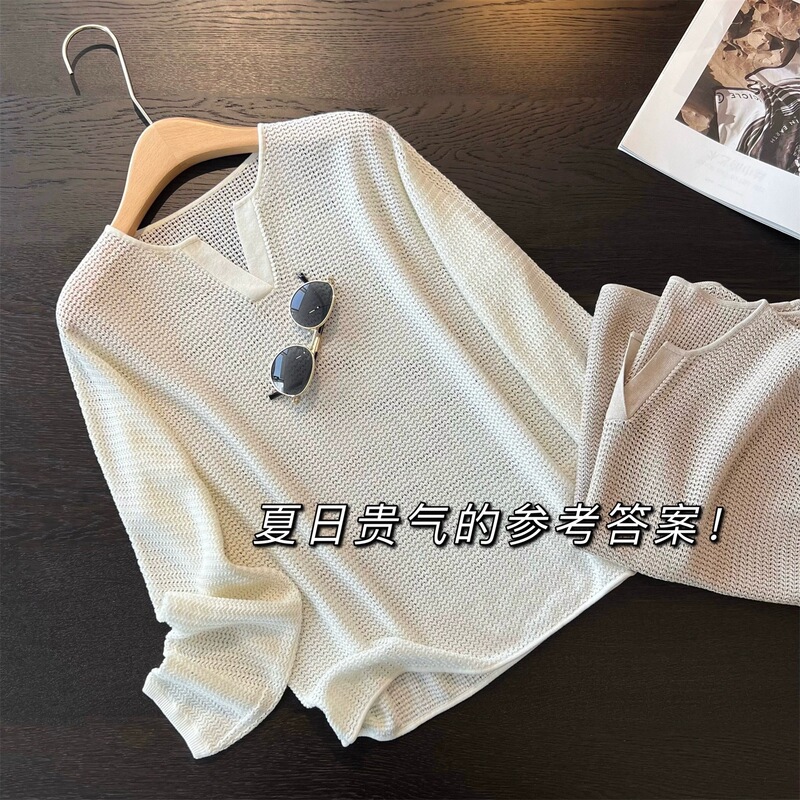 Hejia Yulu Linen Hollow Knitted Sweater Thin Long Sleeve Sun Protection Cover-Up Tencel Lyocell Small Shirt Top Women Summer Hejia Yulu Linen Hollow Knitted Sweater Thin Long Sleeve Sun Protection Cover-Up Tencel Lyocell Small Shirt Top Women Summer