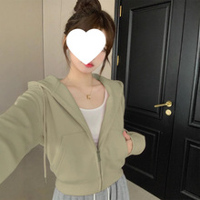 初秋连帽短款卫衣外套女秋季2025新款爆款厚拉链上衣小个子内搭