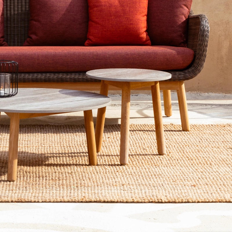 Sofá de madera maciza al aire libre patio ocio simple terraza villa balcón jardín silla de caña muebles mesa de té combinación