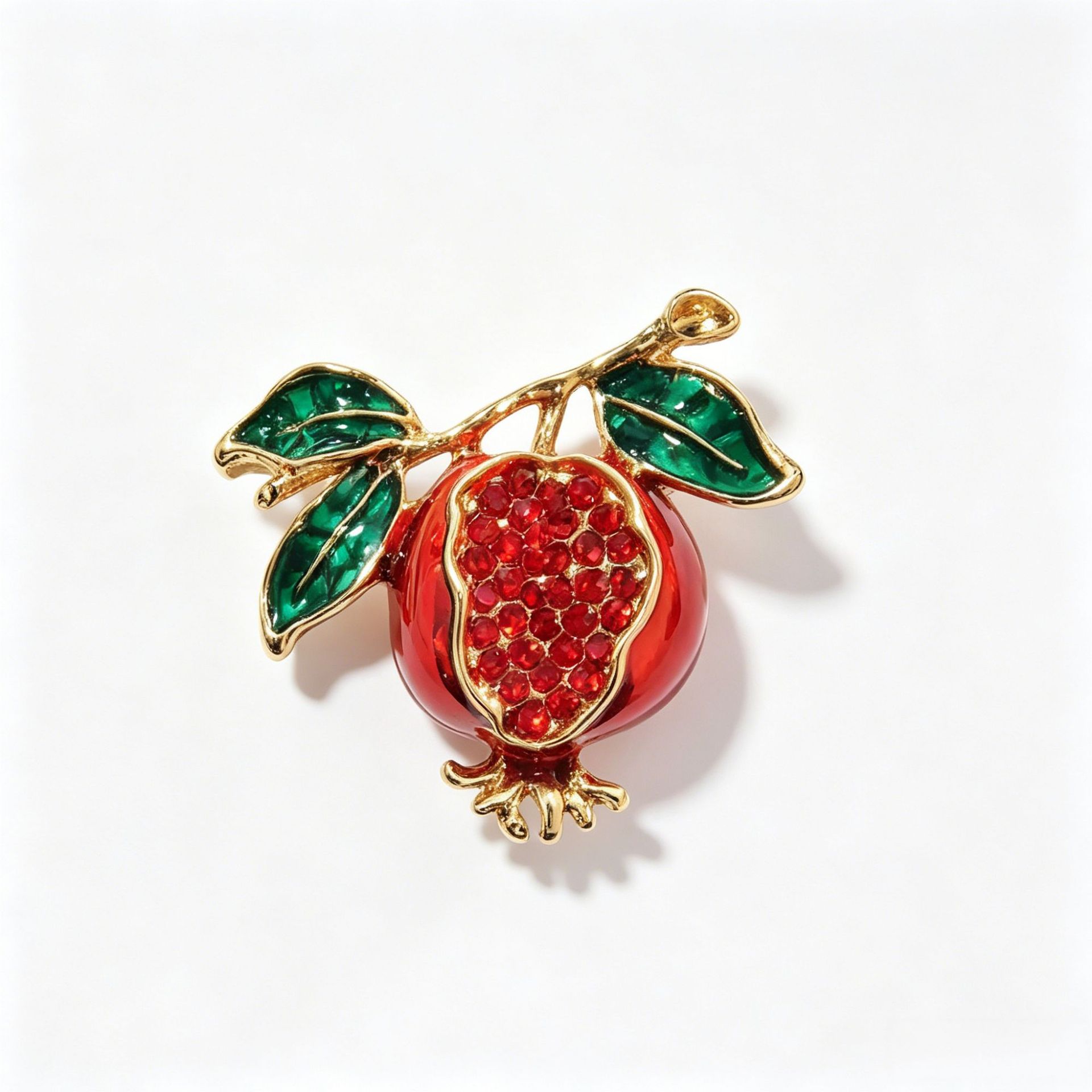 Traditional Chinese-style pomegranate brooch, exquisite enamel pin, high-end accessory for suits and coats, symbolizing abundance and good fortune, a unique and stylish piece of jewelry