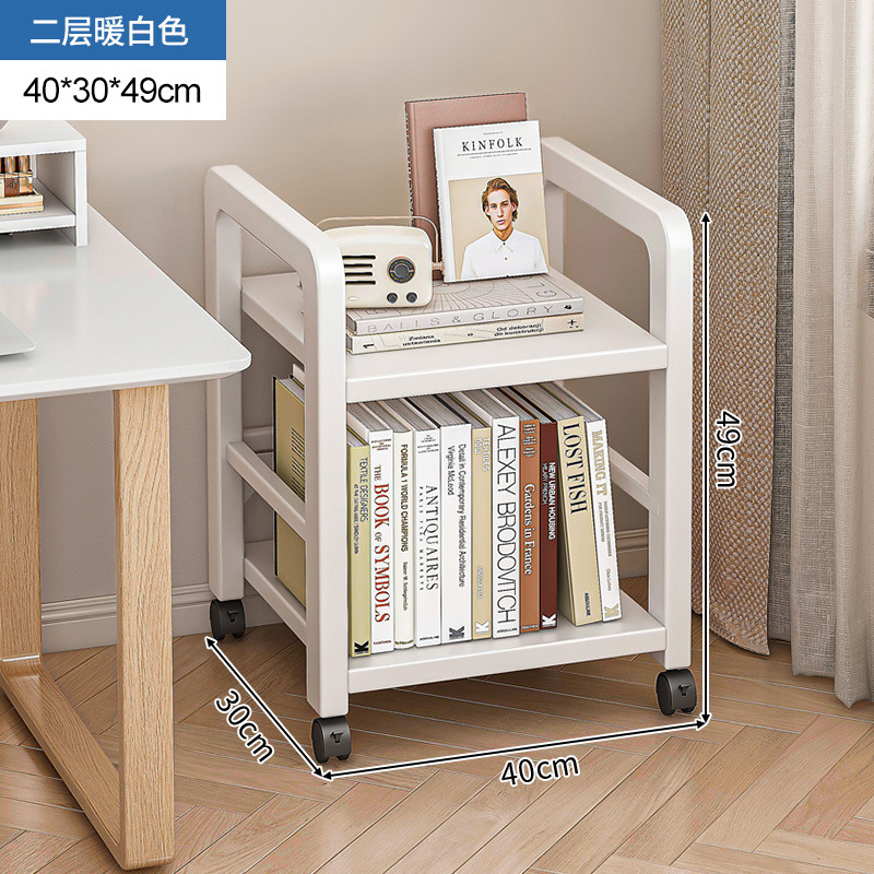 Estante de estantería de piso de múltiples capas de almacenamiento de hierro de costura estrecha estante del hogar escritorio móvil simple pequeña estantería