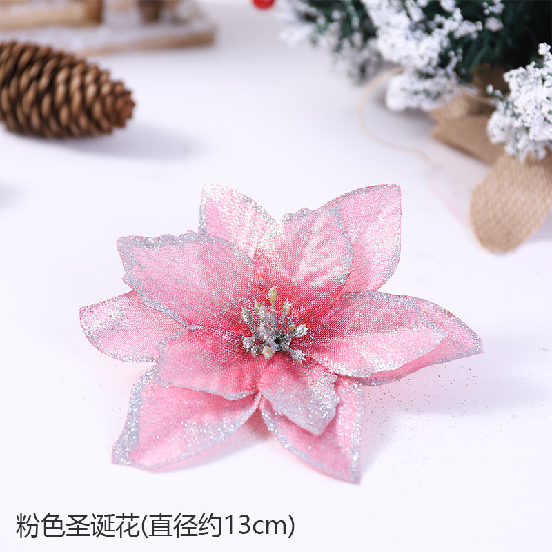 Explosión transfronteriza Flor artificial de Navidad Suministros de decoración de flores de Navidad Flor artificial Decoración de árbol de Navidad Flor 13cm