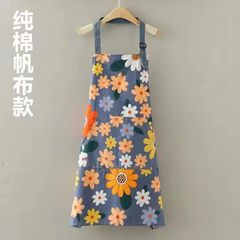 花朵圍裙防水PVC 圍裙女廚房家用做飯男加肥圍腰廚房耐磨工作