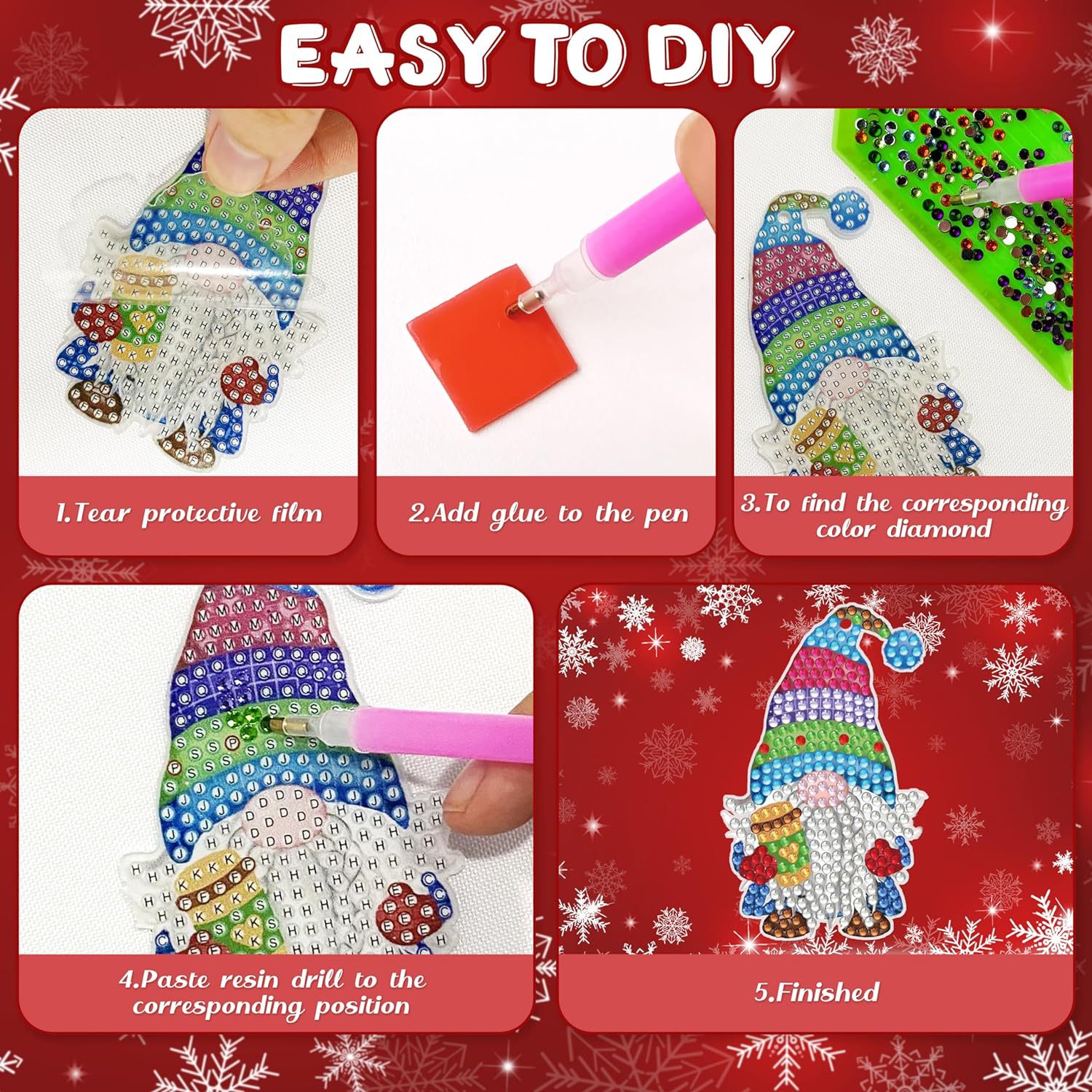 Venta directa de fábrica de accesorios para pintura de diamantes, pegatinas de diamantes DIY, llaveros de PVC acrílico con dibujos animados, disponibles para venta al por mayor.