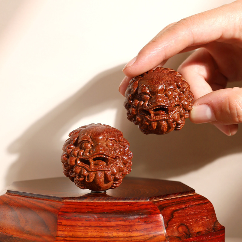 天然金星白檀彫刻貔貅ハンドボールハンドピースヘルスケアボールデスクトップ装飾品無垢材無塗装茶ペット|undefined