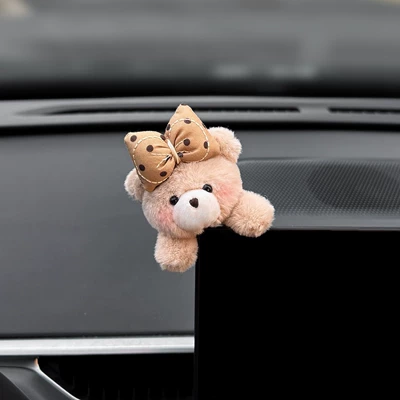 Car ornaments, plush toy for car interior - single-packkhaki-bow-bear