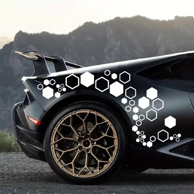 Cross-border foreign trade hexagonal car stickers creative personality electric motorcycle honeycomb high sense scratch cover stickers