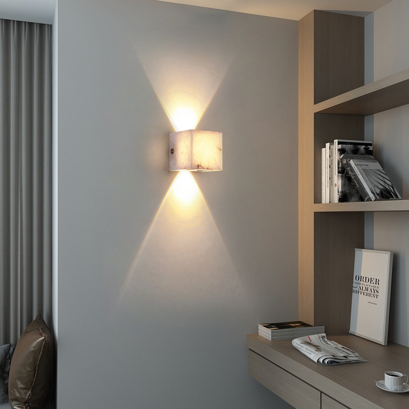Decoración de la pared moderna lámpara de pared minimalista de cobre nube balcón atmósfera creativa cabezal de cama de piedra lámpara de pared comedor sala de estar lavado