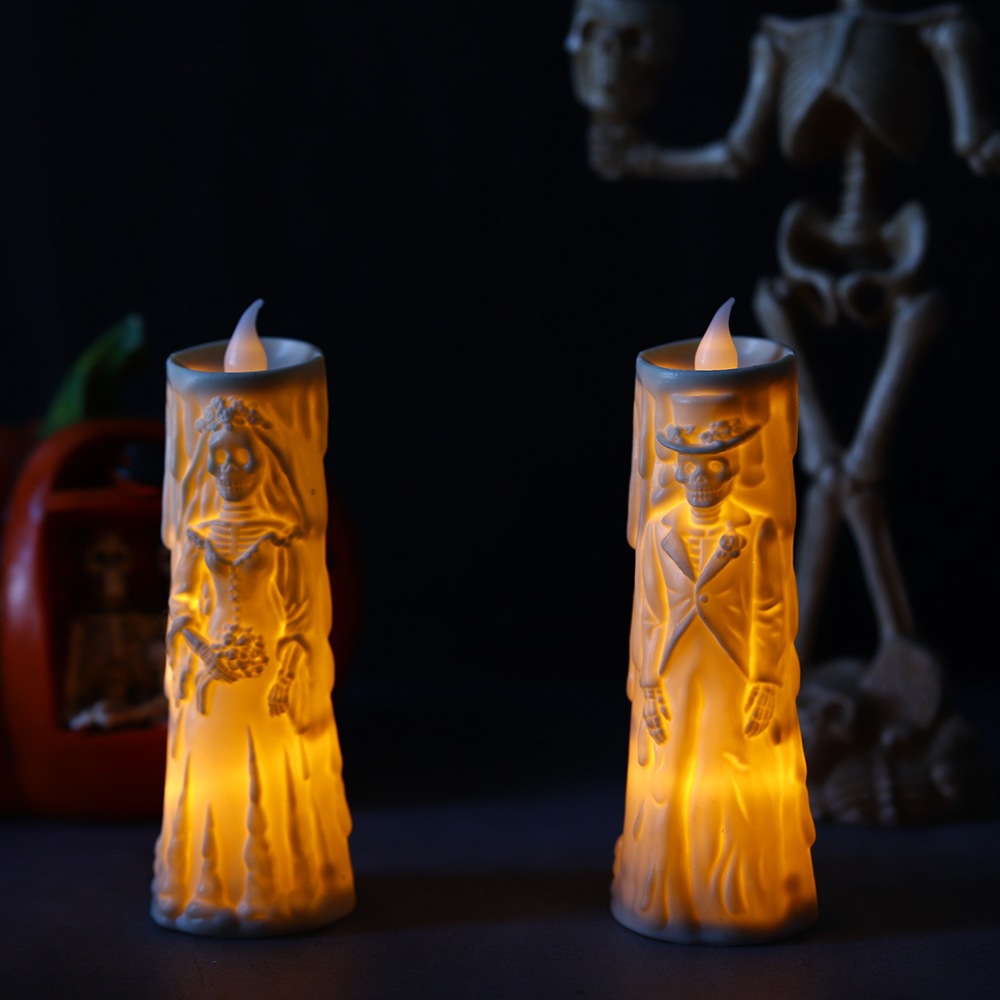 Halloween paquete cos terror novio novia pareja lámpara horrores accesorios esqueleto mesa pendura LED lámpara de vela luminosa