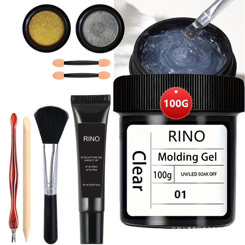 Cross-Border Hot-Selling Super Strong Nail Glitter Shaping Gel Set with Gemstone Crystal Beads Gel Adhesive