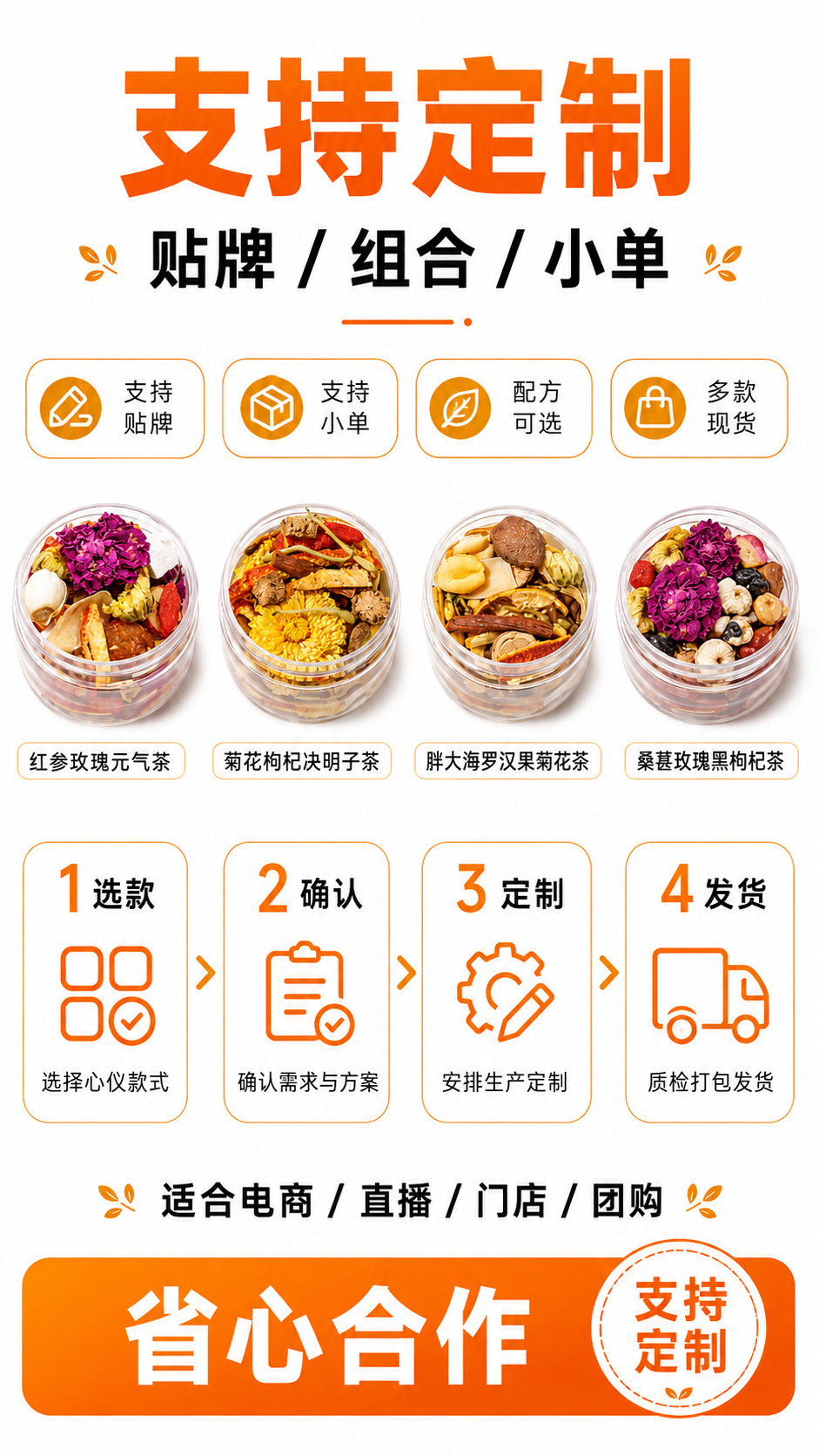 Ginseng Dendrobium Goji Chrysanthemum Tea Ren Shen Shi Hu Qi Ju Cha 15g Mini Canister Herbal Flower Tea key features