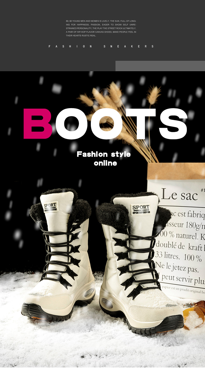 Zapatos para hombre Northeast, botas de nieve de talla grande, de tubo medio, modernas, para mujer, para viajes al aire libre, impermeables, antideslizantes, cálidas, de caña alta para mujer_voghion.com