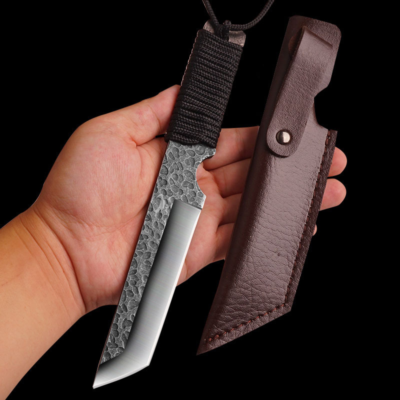 多功能手工锻打锤纹刀加厚便携高硬度户外求生潜水直刀野营生存刀