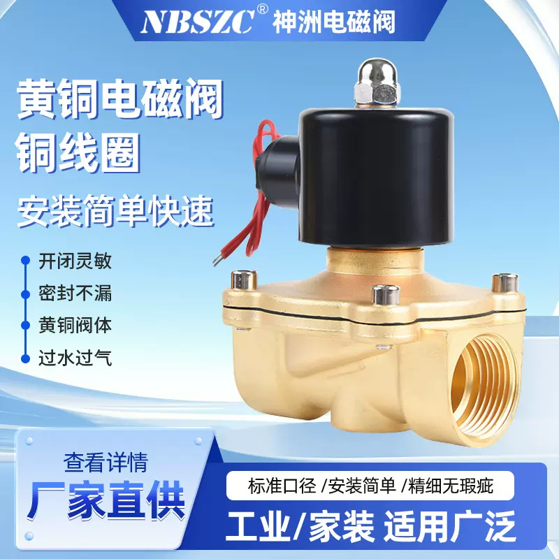 余姚神洲 2W-250-25 常闭1寸全铜过水过气电磁阀