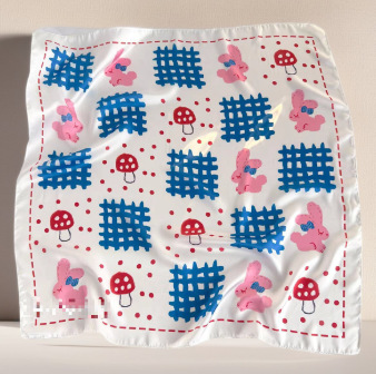 36# Lenço quadrado de cogumelo coelho rosa (EC1744)