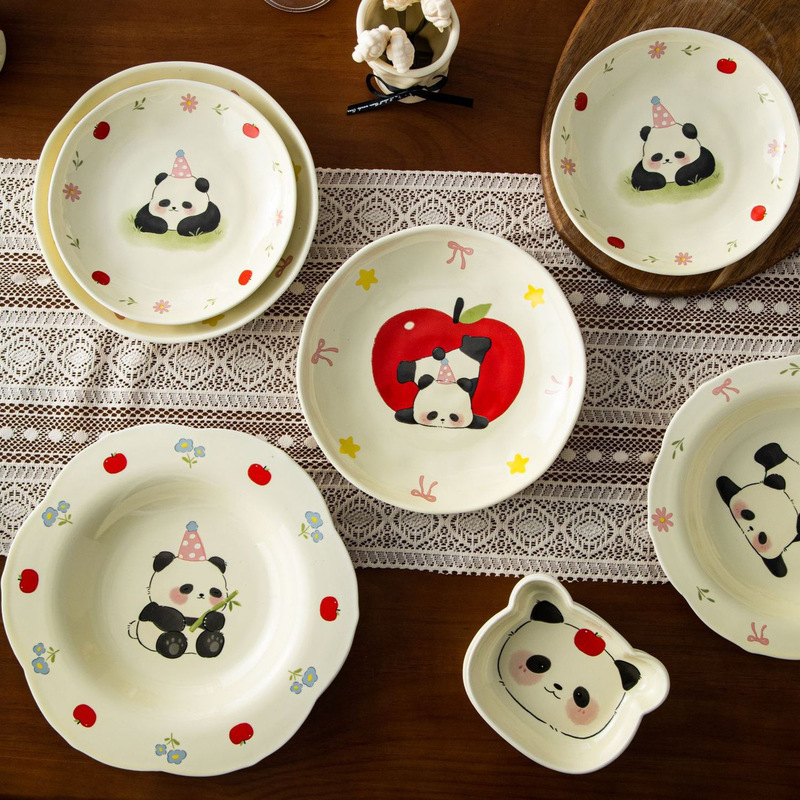 Cute Tableware with a High-End Feel, Niche Bowl and Plate Set, Complete Set of Ceramic Bowls and Plates for Eating Cute Tableware with a High-End Feel, Niche Bowl and Plate Set, Complete Set of Ceramic Bowls and Plates for Eating