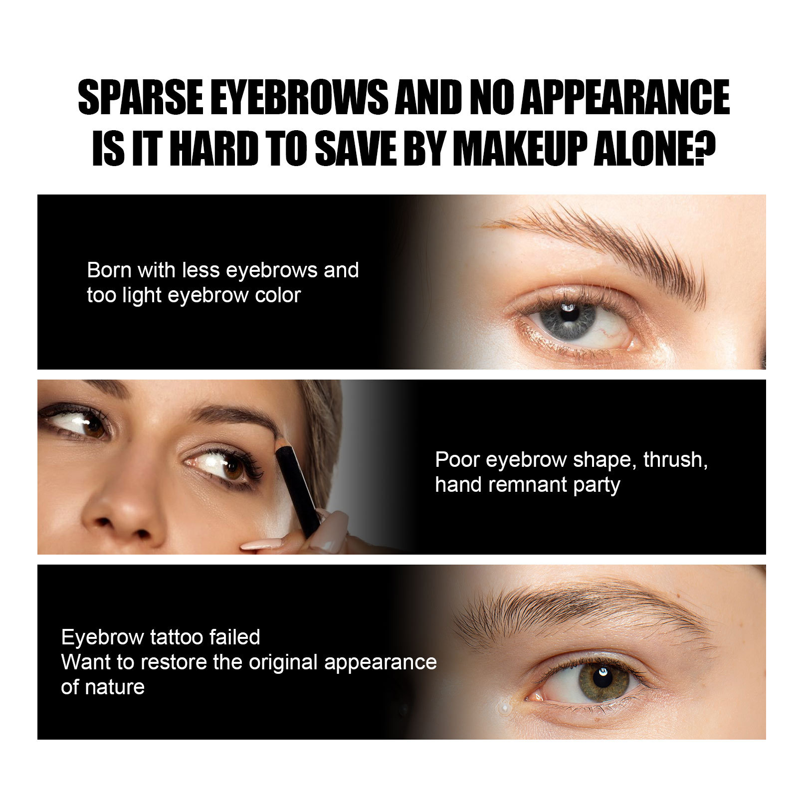 Repair Mild Moisturizing Care Liquid Eyebrow Black Thick Natural Essence Oil_voghion.com