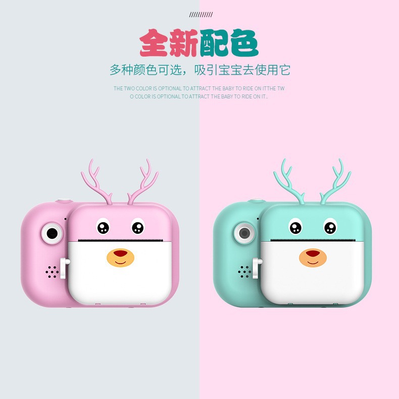 Niños mini impresión Polaroid cámara de impresión térmica cámara mini lente dual deportes fotografía regalo juguete