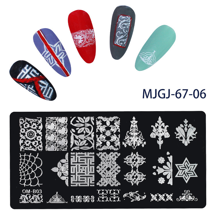 Nail Art Impresión Plantilla Stickers Esmalte de uñas estereoscópico Plantilla Diy Seal Placa de impresión Herramienta de transferencia