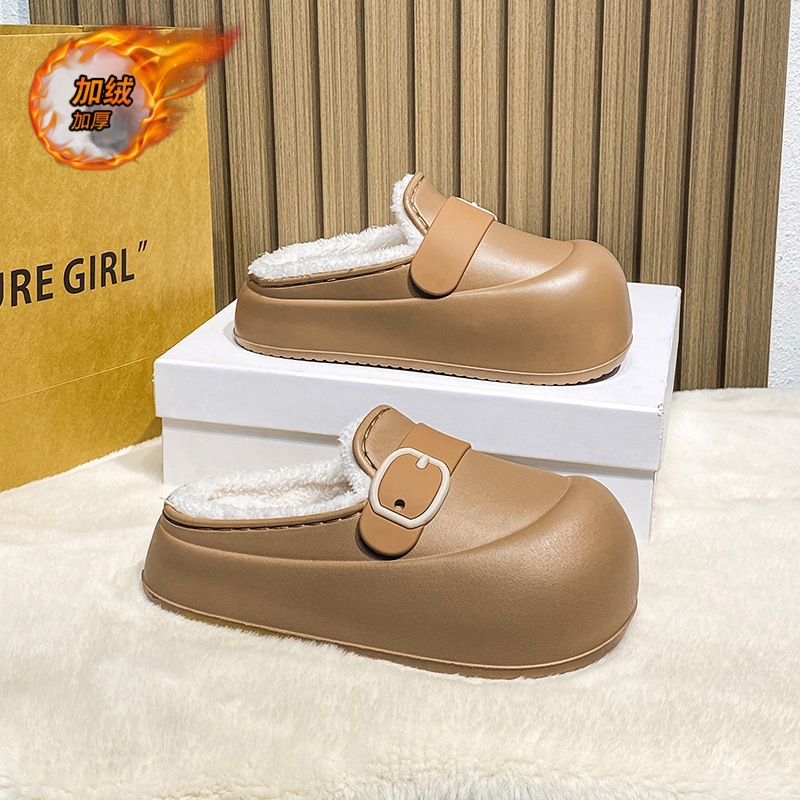 Cotton Shoes Women's Slip-on Lazy Indoor Home Warm Cotton Shoes Outdoor Casual Waterproof Cotton Slippers Winter Snow Shoes