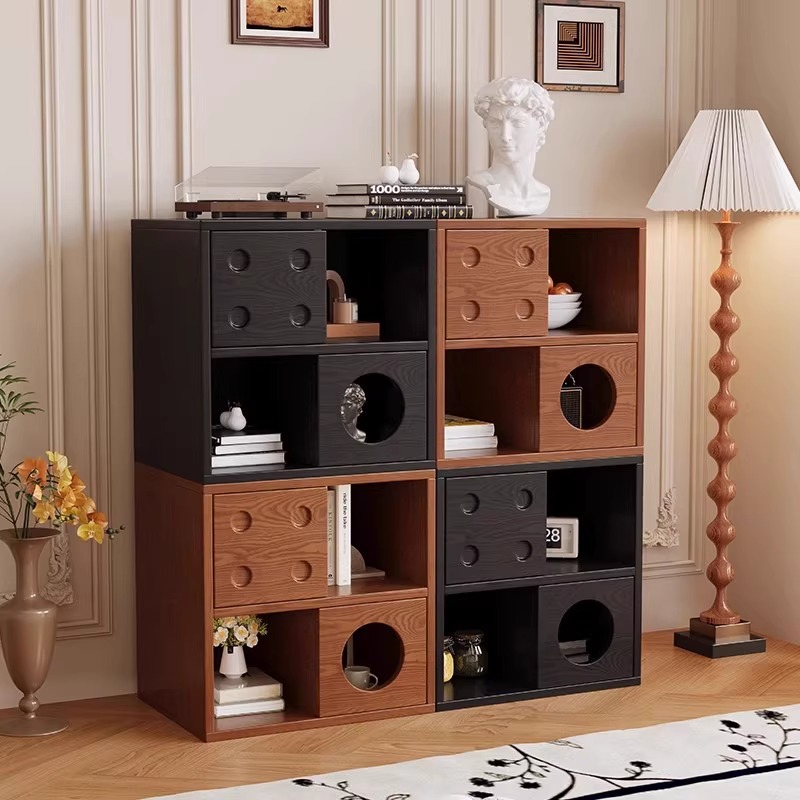 中古风实木斗柜客厅靠墙储物柜卧室收纳创意组合置物柜模块电视柜