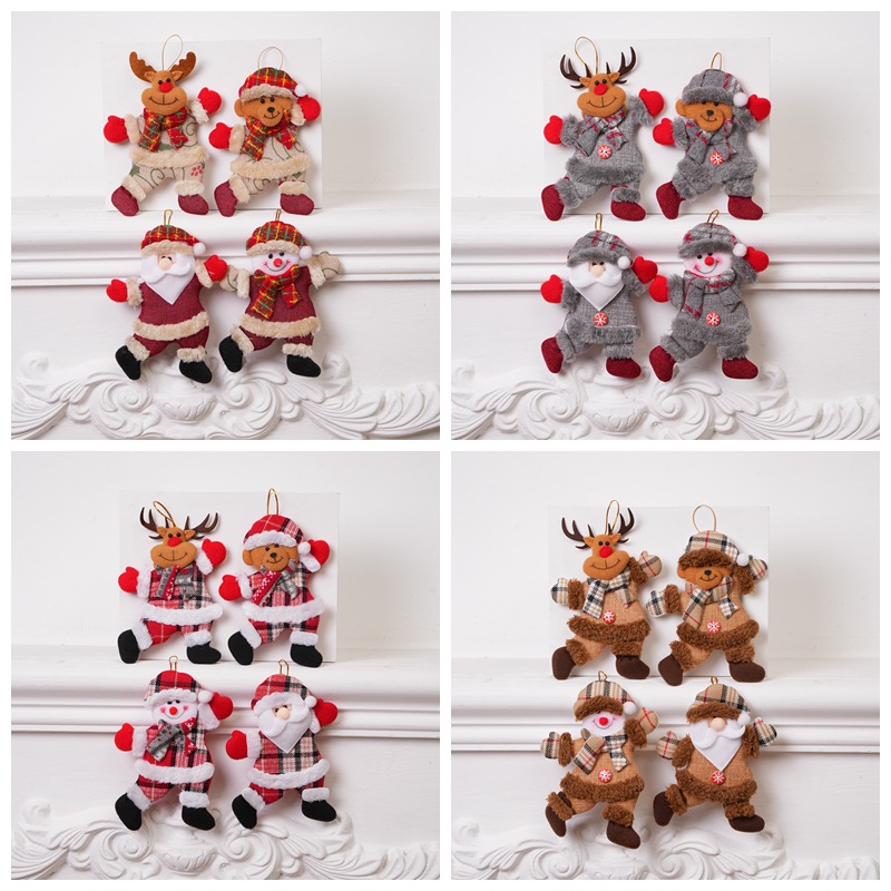 Navidad adornos árbol de Navidad accesorios pequeña muñeca bailando viejo muñeco de nieve ciervos oso tela muñeca colgante regalo