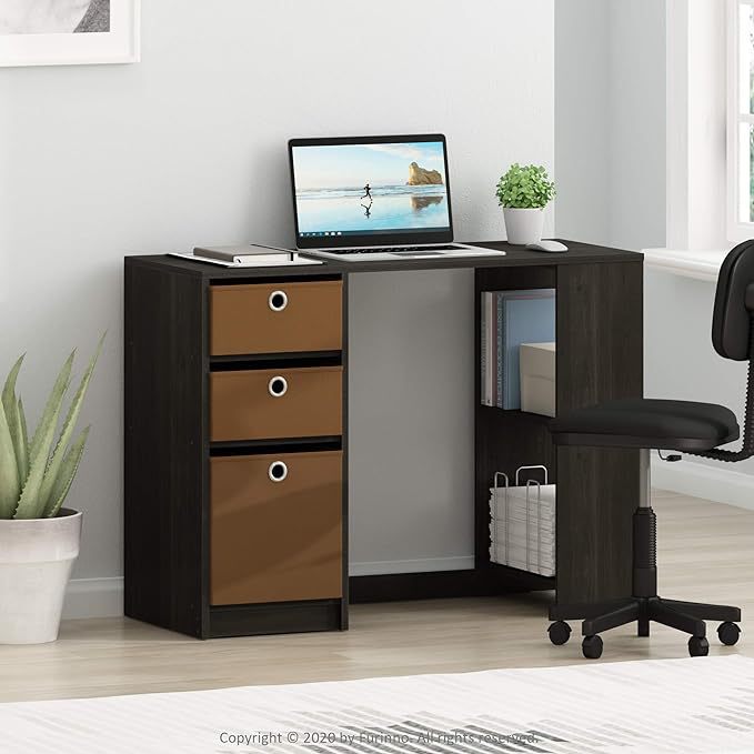 computer study writing desk computer desk with three textile drawers computer desk with storage function