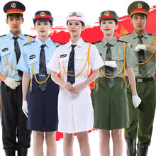新款中小学生升旗手服装国旗班仪仗队军乐队演出服短袖裙子装夏装