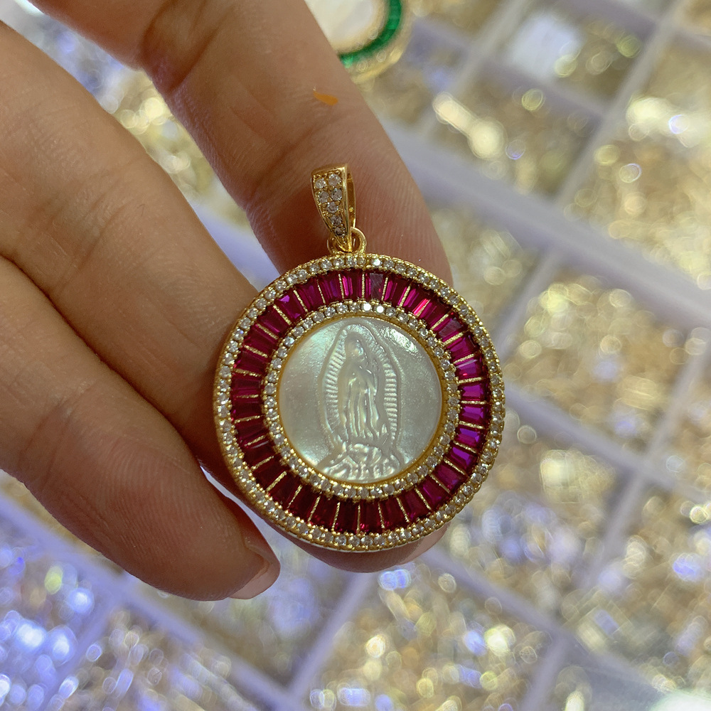 15g Weight Zircon Inlay Material Charms Classification 1 Piece Quantity Shell, Copper Material Round Pattern Plating, Inlay Design Retro, Roman Style Style 1 Piece Shell Copper Zircon Round 7