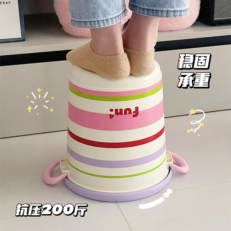 大号家用客厅垃圾桶双耳提手大敞口赃物桶超强承重无盖带压圈纸篓|undefined