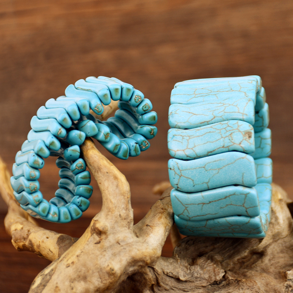 1 Piece Quantity Holiday, Travel Occasion Retro Solid Color Turquoise Women's Bangle