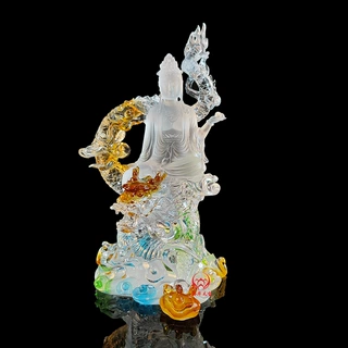 工厂直销琉璃水晶观音龙头观音古法琉璃脱蜡琉璃观音琉璃龙头观音