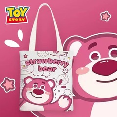 2023 New Strawberry Bear Anime Ins Fresh Canvas Bag Women's Single Shoulder Simple Student School Bag For Women