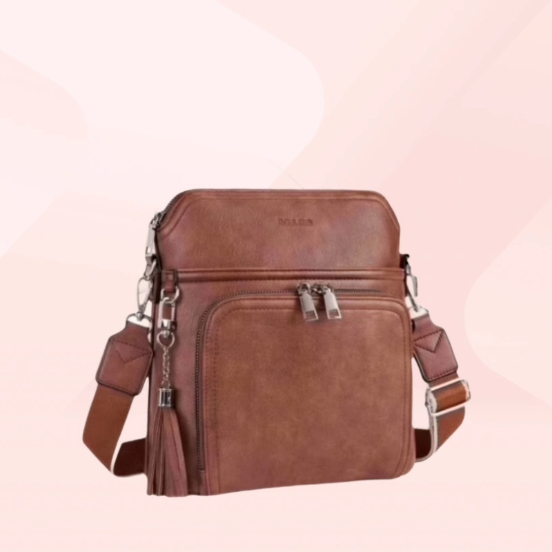 Amazon Women's Cross Country Wallet Lightweight Medium Chest Bag Soft Leather Women's Shoulder Tote Bag with Tassel