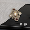 Retro brooch, classic suit jacket suitable for men and women, accessory from pearl, micro incrustation, flowered