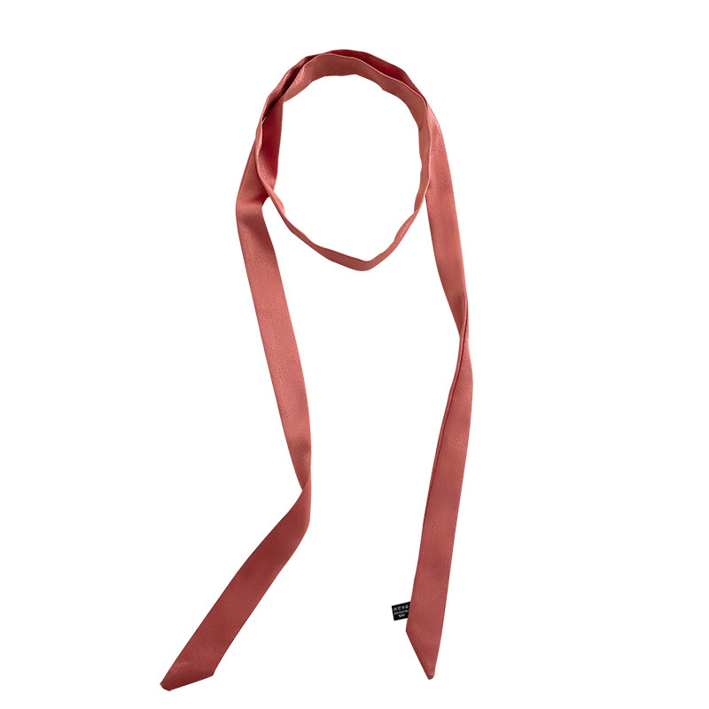 Estilo coreano de color sólido delgada estrecha larga bufanda de seda de las mujeres todo fósforo decorativo pajarita corbata de pelo bolsa pequeña bufanda de seda cinta tocado