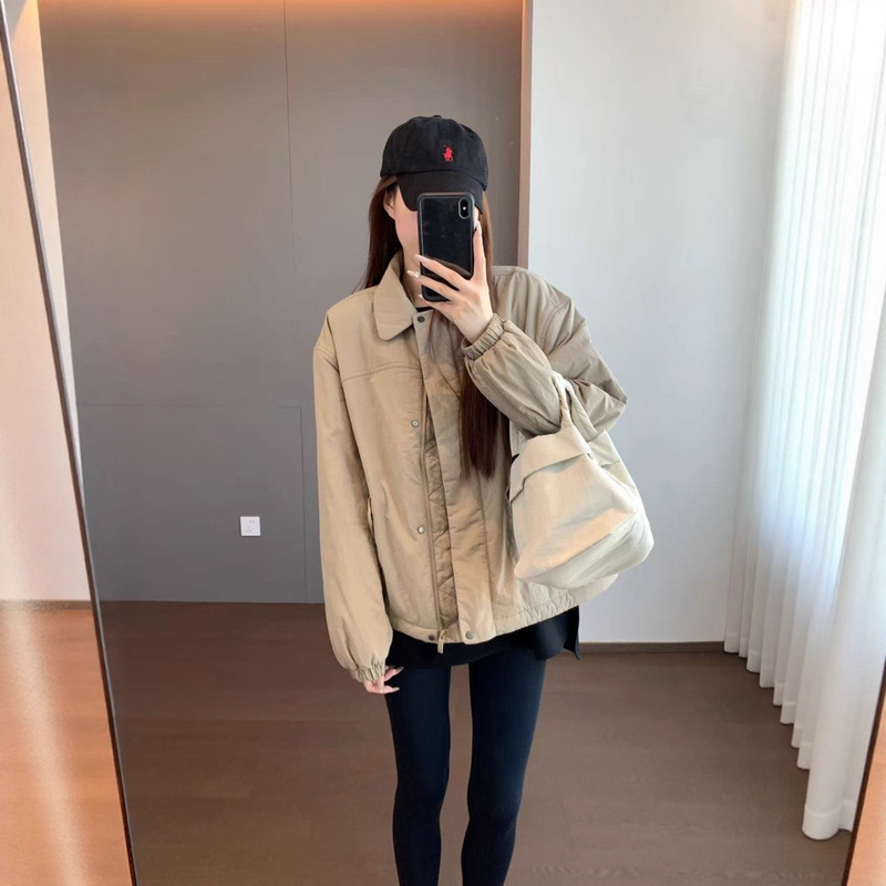 L Brand Same Style Matte Velvet Plaid Woven Quilted Lapel Waterproof Jacket for Women Autumn and Winter New